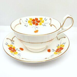 Vintage Sampson Smith Old Royal Teacup and Saucer, #2548, England, 1950s